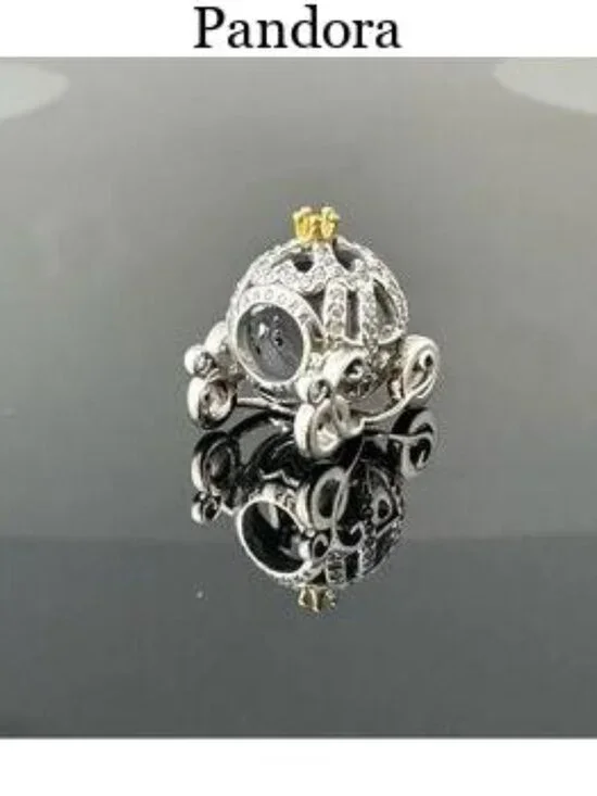 Pandora Disney Cinderella Pumpkin Carriage 925 Ale with CZ Charm - Picture 4 of 5